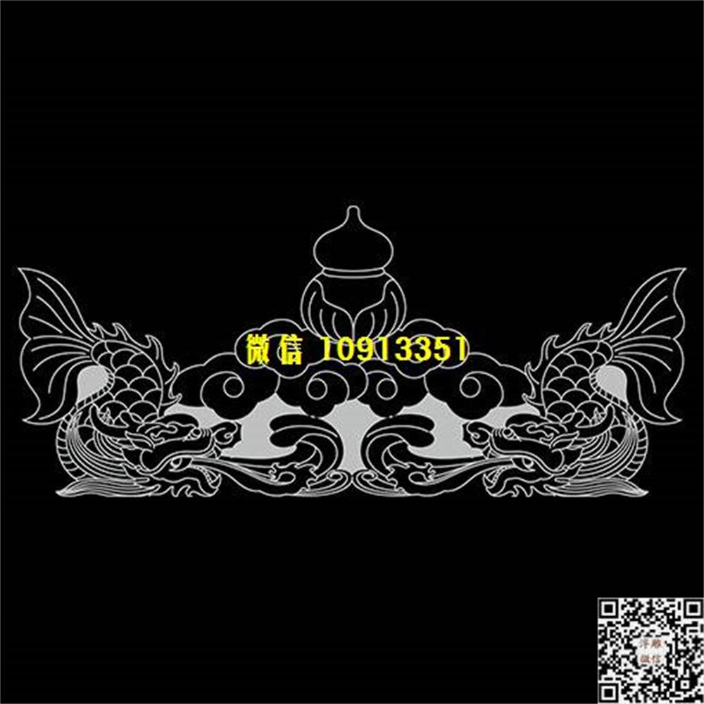 精雕图198鳌鱼葫芦碑头线雕图石雕墓碑单线铣底图精雕矢量图_电脑雕刻plt文泰矢量图精雕图浮雕图